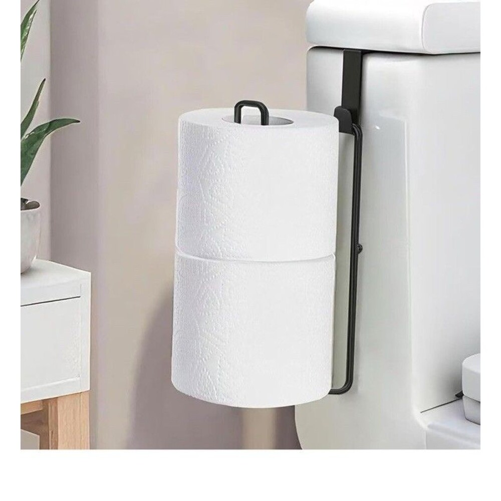 Matte Black Toilet Paper Holder Wall Mount Storage Extra 2 Roll Tissue Over The